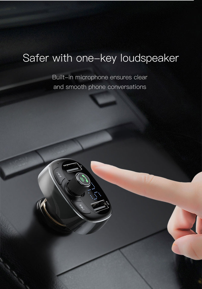 Baseus FM Transmitter Modulator Bluetooth Handsfree Car Kit Audio MP3 Player with 3.4A Dual USB Car FM Transmittor Phone Charger