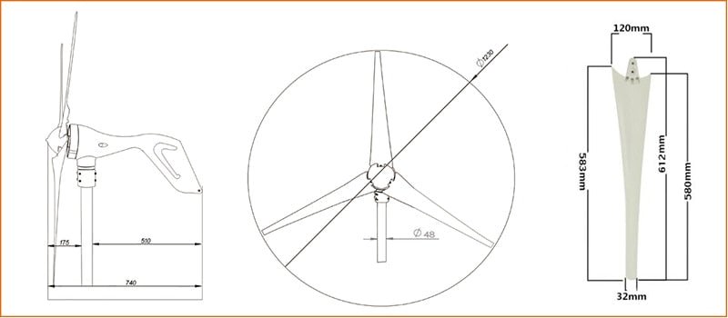 AC 12 V /24 V  Wind Turbine Generator for Home or Boat use with Free 600 W Wind Controller