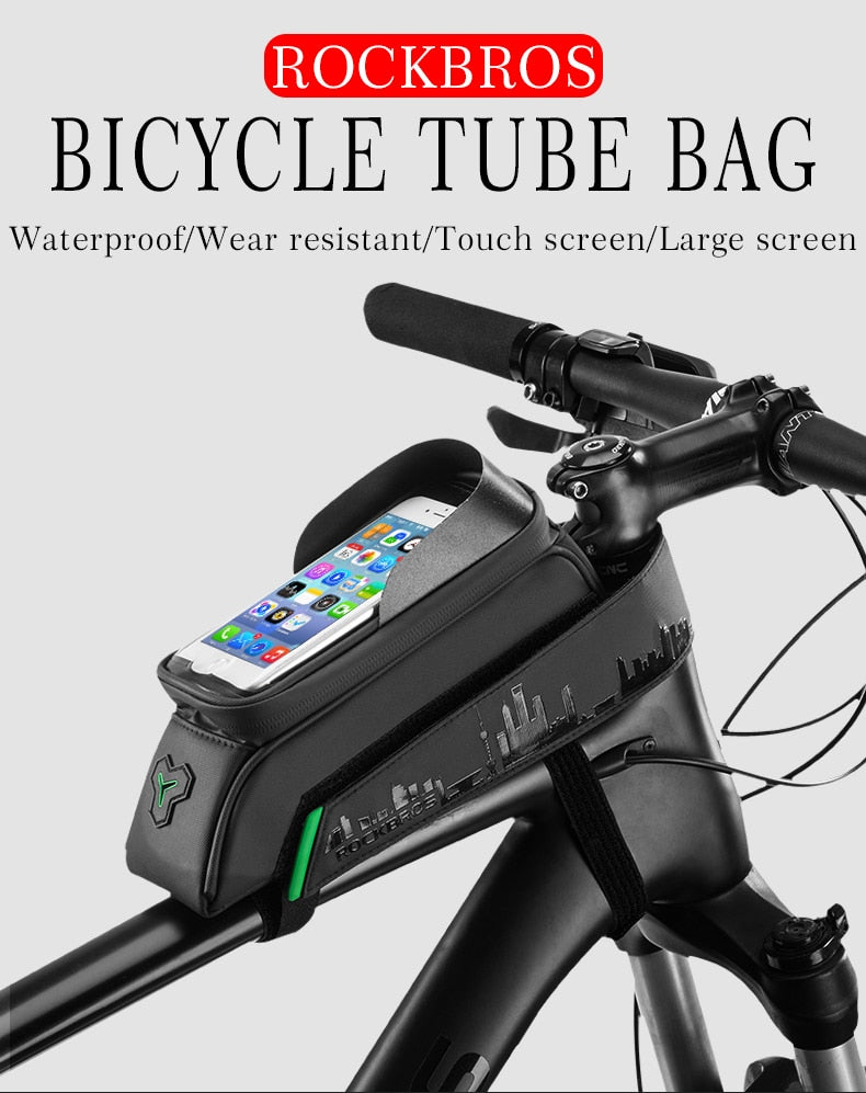 Bicycle Bag Front Tube touch Screen Saddle Bag Waterproof Cycling Frame 5.8/6 Inch