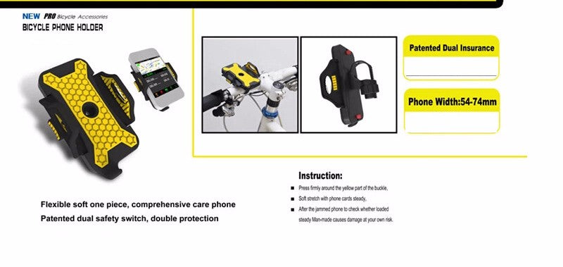 Bicycle Phone Holder Universal Mount Holder Adjustable Handlebar