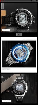 Men's Watches Solar Sports Digital Quartz  Full Steel Waterproof LED Wrist Watch