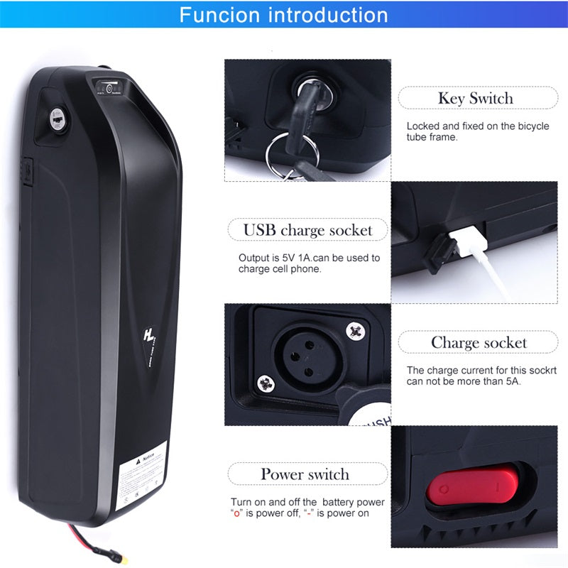 Electric Bike Battery Hailong Samsung 18650 Cells Pack 52V 14Ah 48V 36V 12Ah 17.5Ah Powerful Bicycle Lithium Battery USB Port