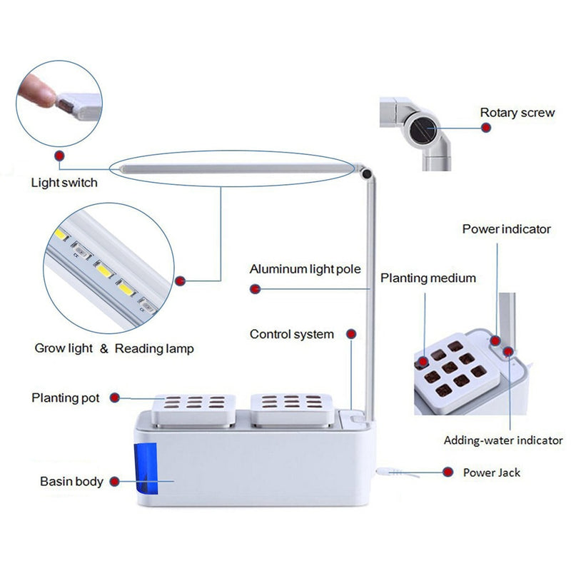 Multifunctional Smart Indoor Herb Gardening Planter Kit Herb Hydroponic Growing System LED AC 100-240V