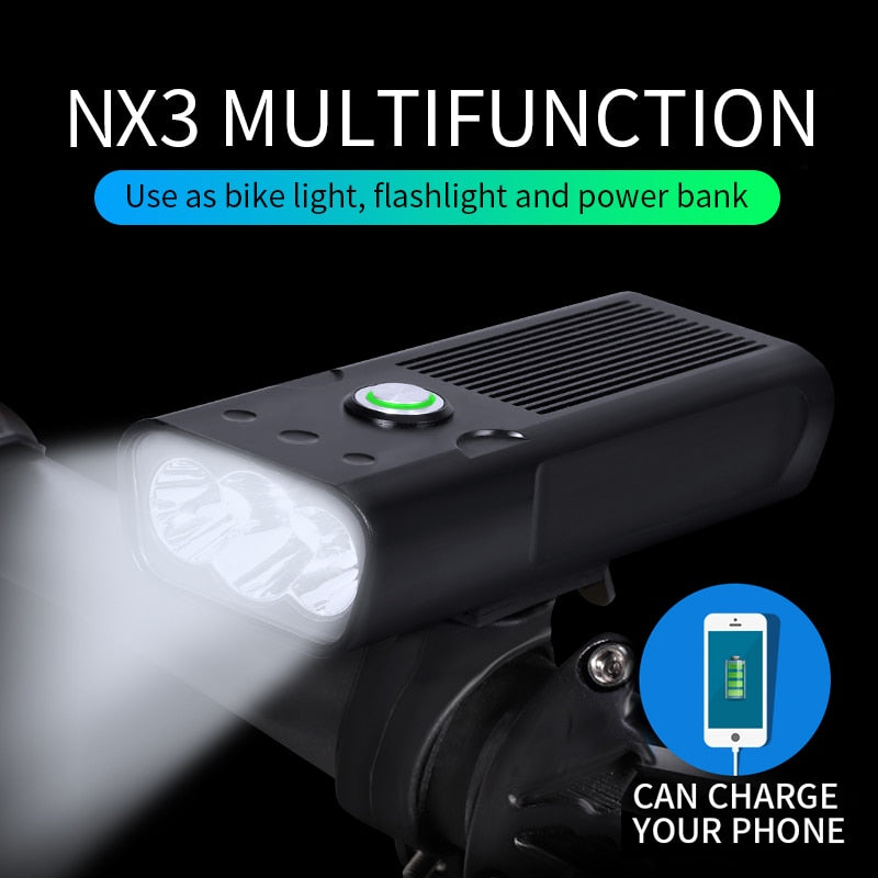 20000 Lumen Bicycle Light USB Rechargeable  Waterproof LED Headlight as Power Bank Bike Accessories