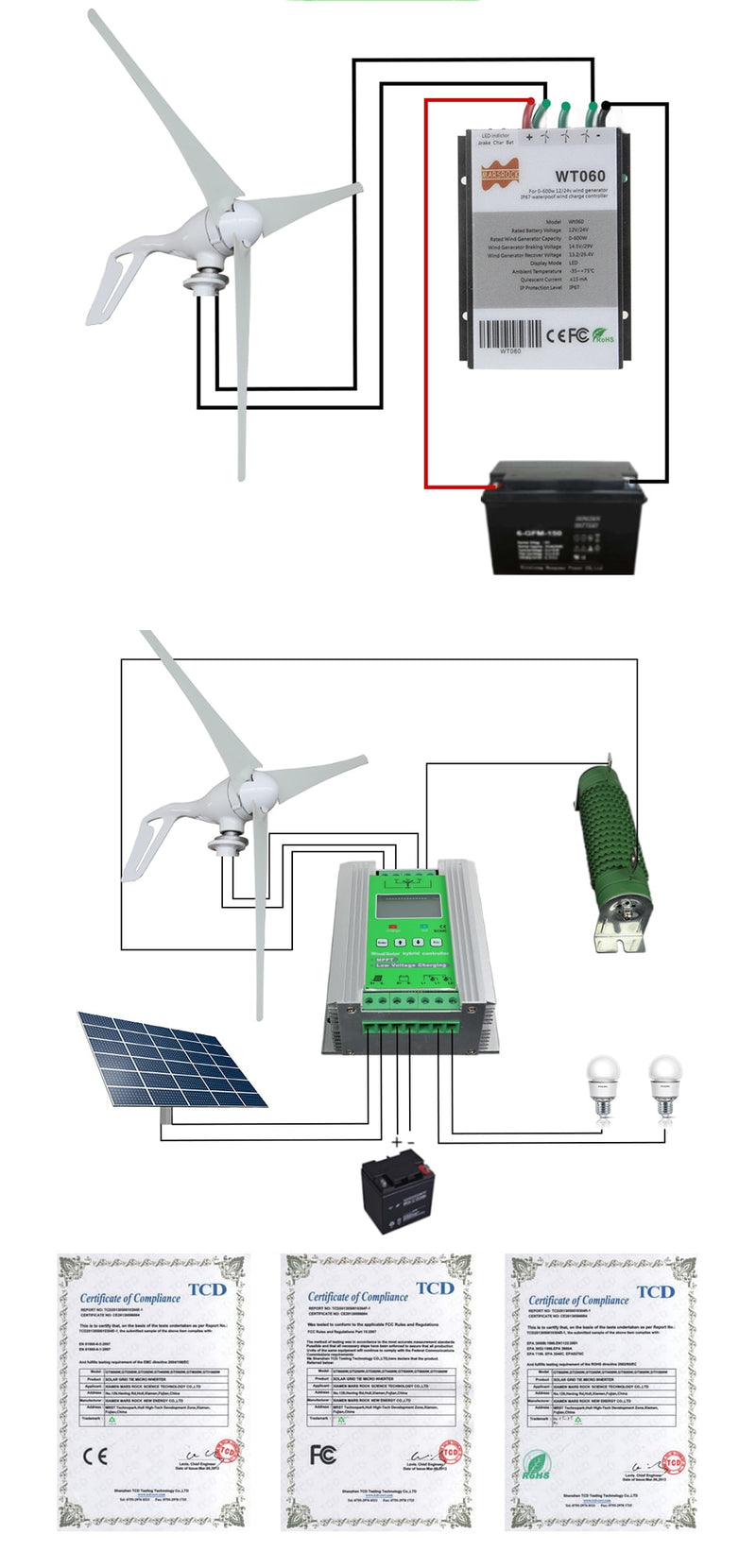 AC 12 V /24 V  Wind Turbine Generator for Home or Boat use with Free 600 W Wind Controller