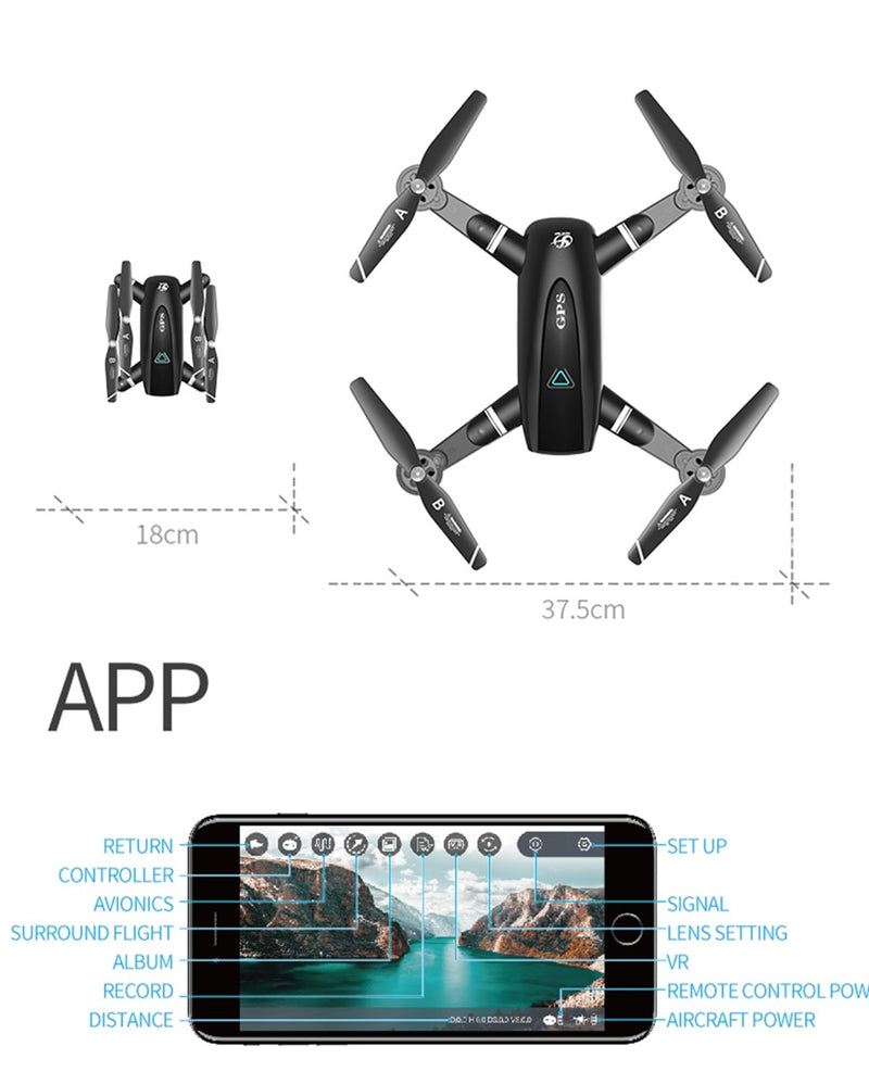 S167 GPS Drone With Camera 5G RC Quadcopter Drones HD 4K WIFI FPV Foldable Off-Point Flying Photos Video Dron Helicopter Toy