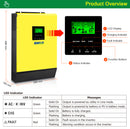 Grid Tied Solar Inverter 3000 W 48 V 220 V Hybrid r 450 V dc PV Input 60 A MPPT Solar Charger 60 A Battery Charger