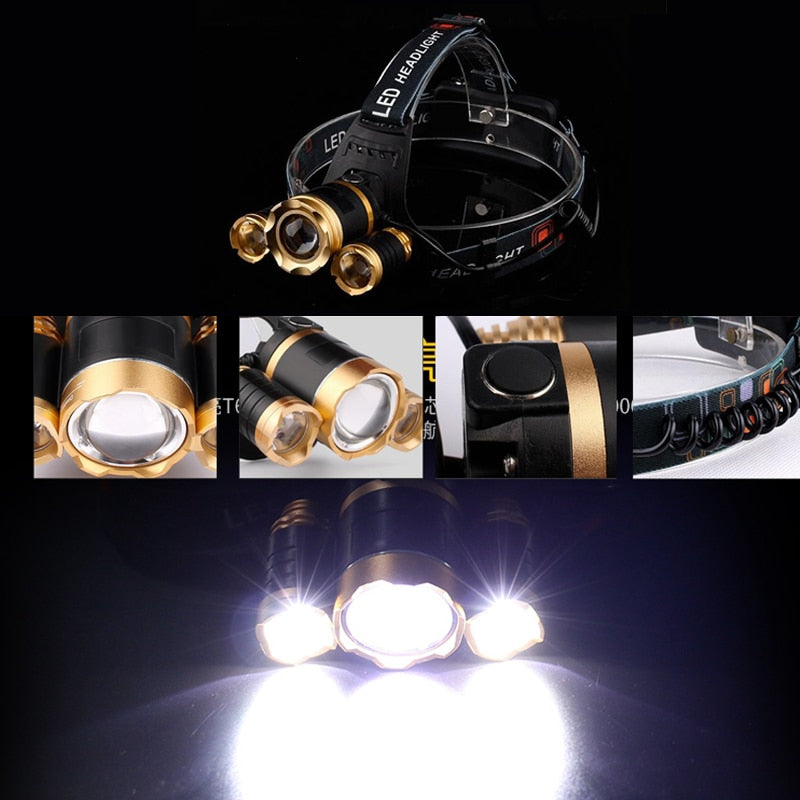 LED T6 Headlamp Head Lamp Fishing hunting lighting bicycle Light Flashlight Torch Lantern