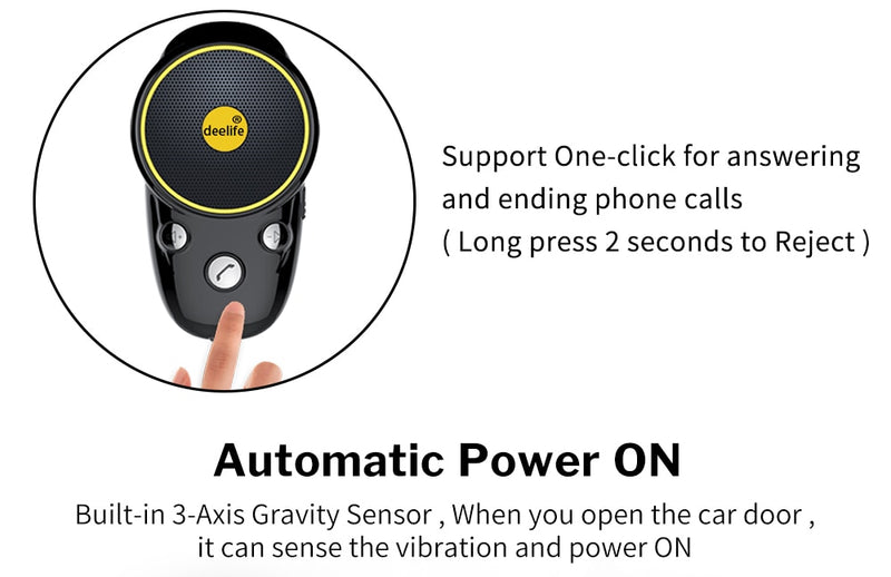 Handsfree Bluetooth Car Kit Sun Visor Speaker Auto Wireless Speakerphone