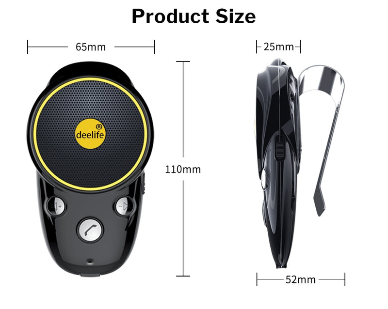 Handsfree Bluetooth Car Kit Sun Visor Speaker Auto Wireless Speakerphone
