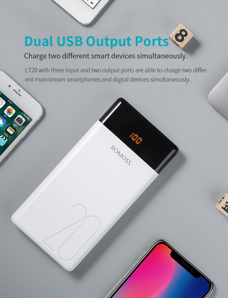 20000mAh ROMOSS LT20 Power Bank Dual USB Powerbank