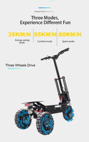 80KM/H Electric Scooter Powerful 3x1600W Motor 11" Three Motor Wheel Samsung 42AH