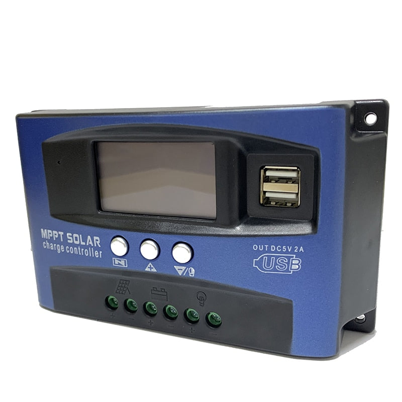 Solar MPPT 100A 60A 50A 40A 30A Charge Controller Dual USB Solar panel charger regulator with load.