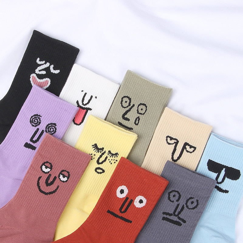 Women 2020 funny face socks cotton