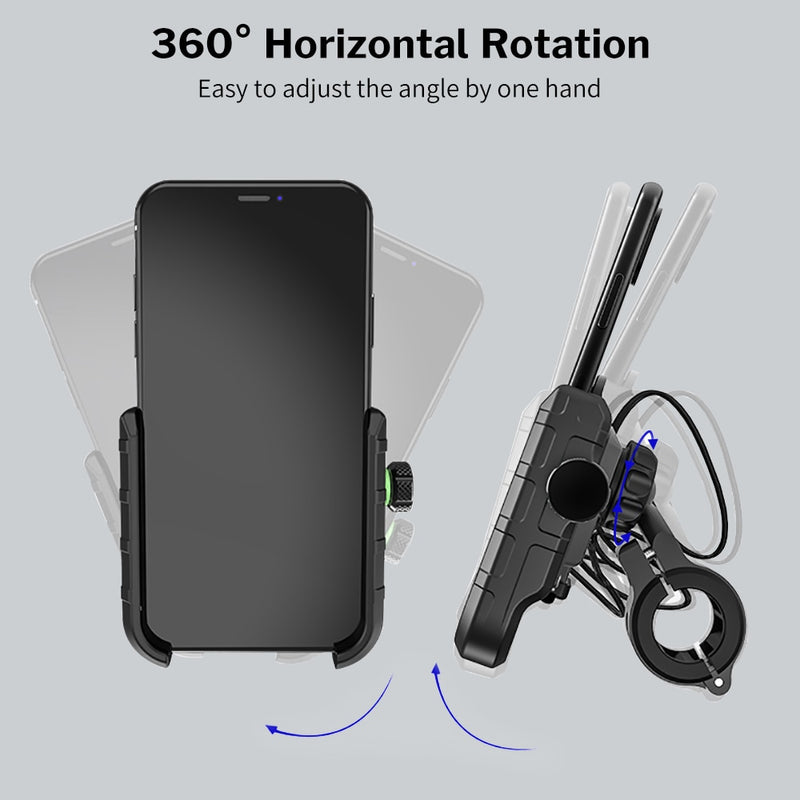 Mobile Phone Holder Motorcycle Smartphone for  Motorbike Handlebar Mount with Wireless Charger