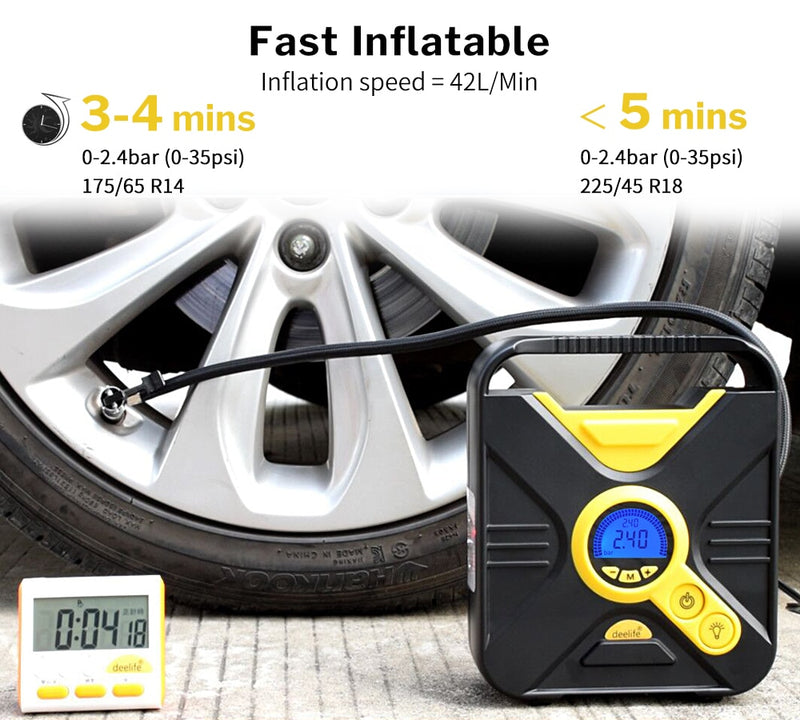 Digital Car Tire Inflatable Pump Auto Portable Air Compressor for Cars Wheel Tires Electric 12V Mini Tyre Inflator