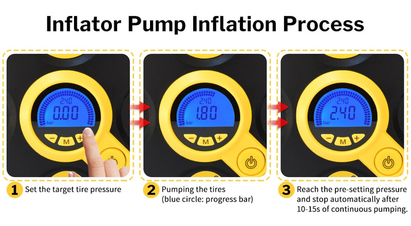 Digital Car Tire Inflatable Pump Auto Portable Air Compressor for Cars Wheel Tires Electric 12V Mini Tyre Inflator
