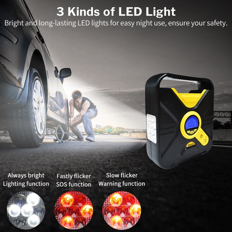 Digital Car Tire Inflatable Pump Auto Portable Air Compressor for Cars Wheel Tires Electric 12V Mini Tyre Inflator