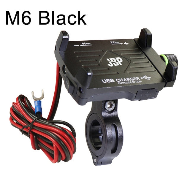 3.5-7 Inch Motorcycle Bicycle Phone Navigation Fixed Bracket Aluminum Alloy Phone Holder With USB Power Charger