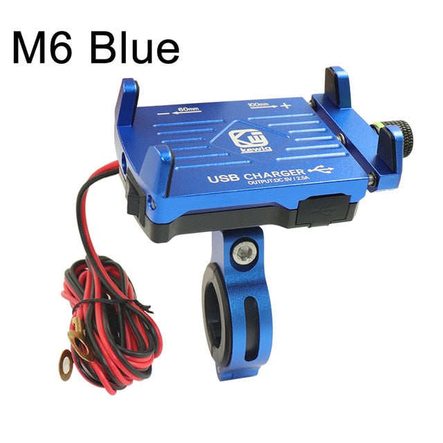 3.5-7 Inch Motorcycle Bicycle Phone Navigation Fixed Bracket Aluminum Alloy Phone Holder With USB Power Charger