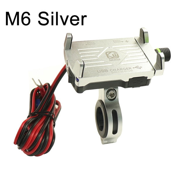 3.5-7 Inch Motorcycle Bicycle Phone Navigation Fixed Bracket Aluminum Alloy Phone Holder With USB Power Charger