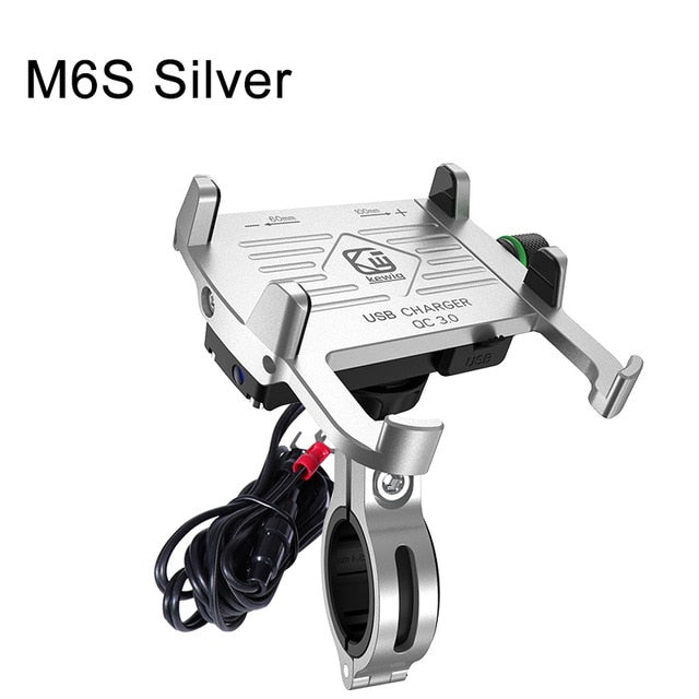 3.5-7 Inch Motorcycle Bicycle Phone Navigation Fixed Bracket Aluminum Alloy Phone Holder With USB Power Charger