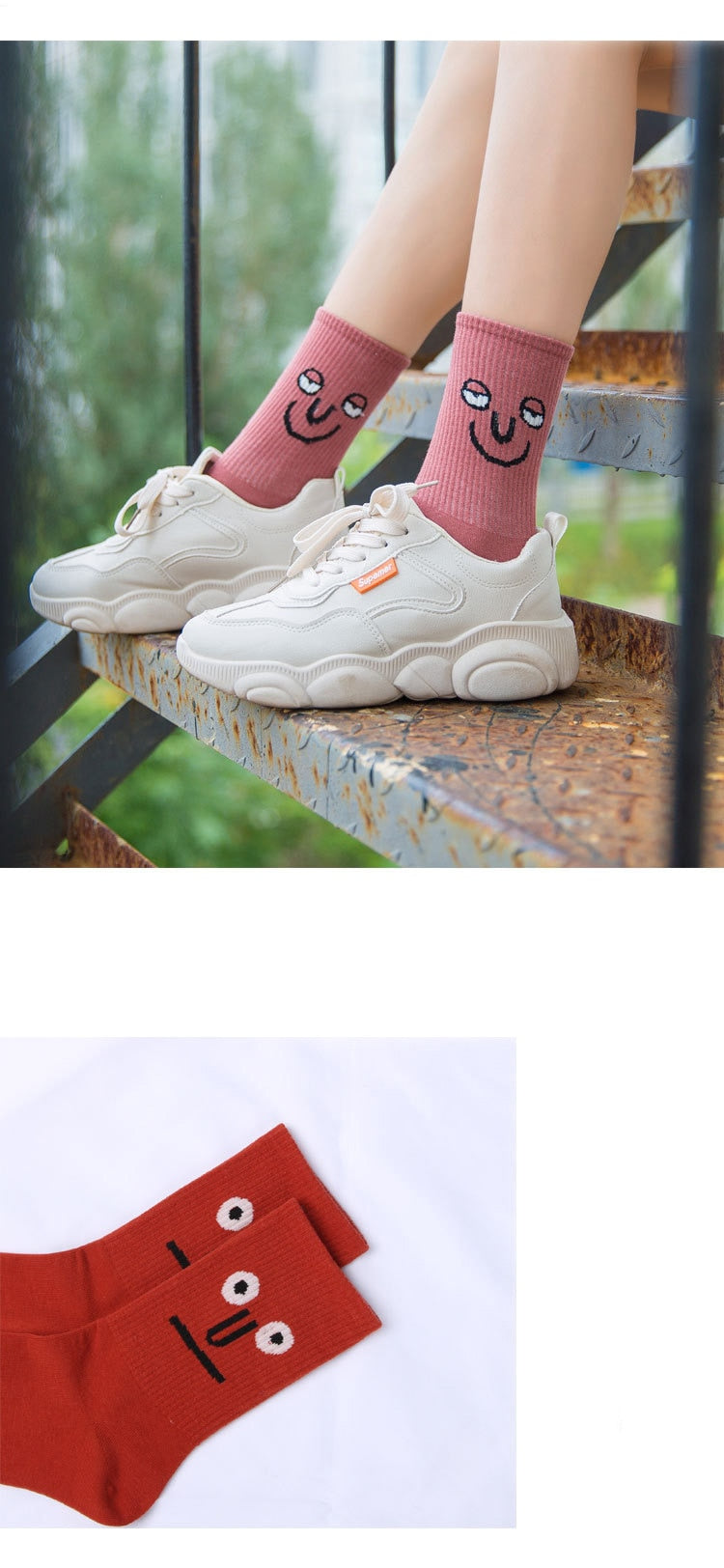 Women 2020 funny face socks cotton