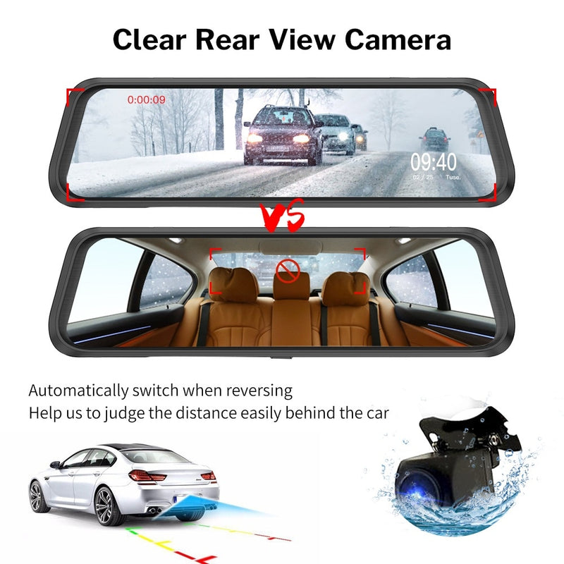 10'' Car Dash Cam Mirror DVR Camera Full HD 1080P Dual Camera