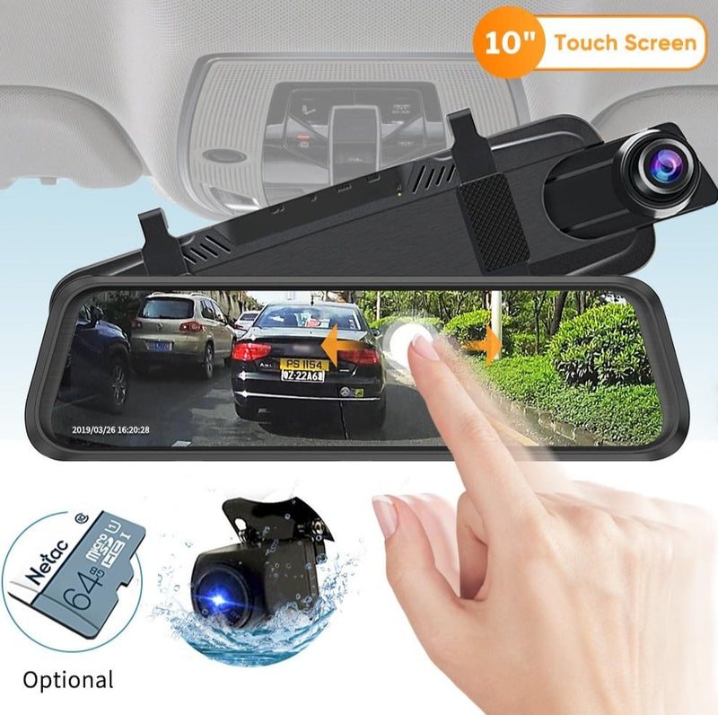 10'' Car Dash Cam Mirror DVR Camera Full HD 1080P Dual Camera