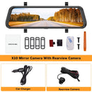 10'' Car Dash Cam Mirror DVR Camera Full HD 1080P Dual Camera
