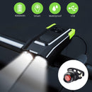 Smart Induction Bicycle Front Light Set USB Rechargeable 800 Lumen LED with Horn bike lamp