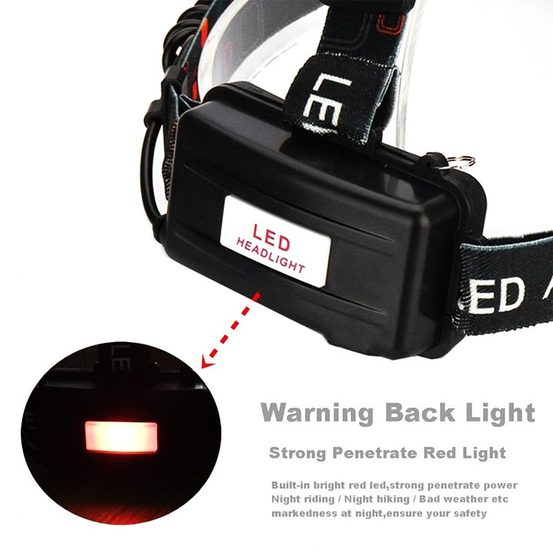Headlamp Flashlight Rechargeable 3 T6 R5 LED Hard Hat Headlight Battery Car Wall Charger for Camping