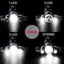 Headlamp Flashlight Rechargeable 3 T6 R5 LED Hard Hat Headlight Battery Car Wall Charger for Camping
