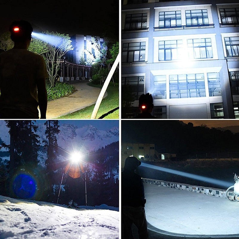 Headlamp Flashlight Rechargeable 3 T6 R5 LED Hard Hat Headlight Battery Car Wall Charger for Camping