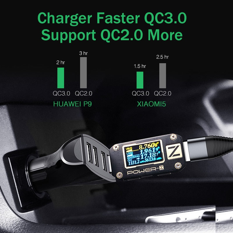 Quick Charge QC 3.0 Car-Charger 4 Ports Fast Car phone Charger Samsung Xiaomi iPhone