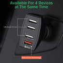 Quick Charge QC 3.0 Car-Charger 4 Ports Fast Car phone Charger Samsung Xiaomi iPhone