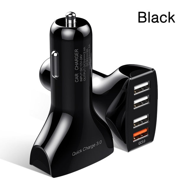 Quick Charge QC 3.0 Car-Charger 4 Ports Fast Car phone Charger Samsung Xiaomi iPhone