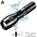 T6 LED Handheld Tactical Flashlight Zoom Torch Light Camping Lamp for 18650 Rechargeable Battery AAA