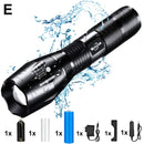 T6 LED Handheld Tactical Flashlight Zoom Torch Light Camping Lamp for 18650 Rechargeable Battery AAA