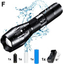 T6 LED Handheld Tactical Flashlight Zoom Torch Light Camping Lamp for 18650 Rechargeable Battery AAA