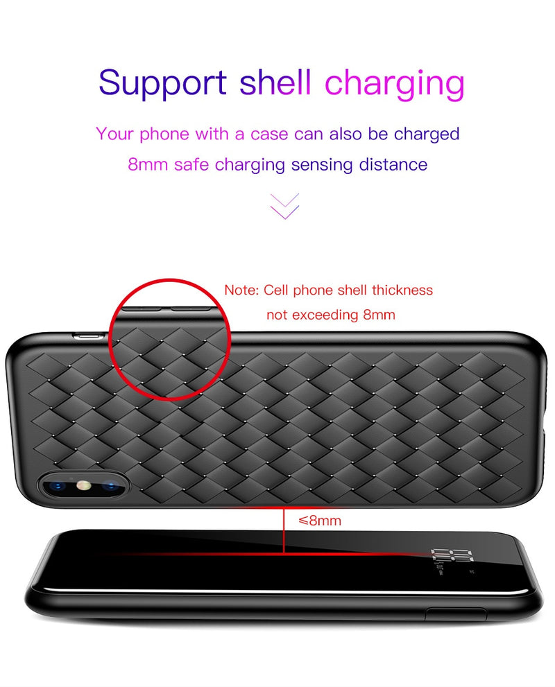 Baseus 8000mAh QI Wireless Charger Power Bank Dual USB Wireless Charging Battery Pack Powerbank Portable External Phone Charger