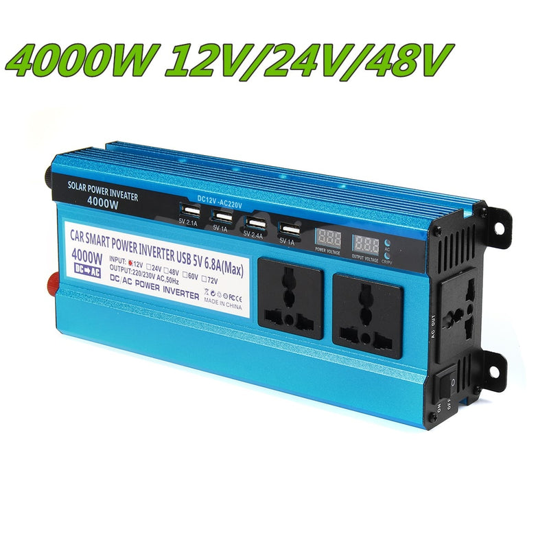 Solar Inverter DC 12V 24V 48V to AC 220V 3000W 4000W 5000W Inverter Voltage Transformer Converter LED for Car Home