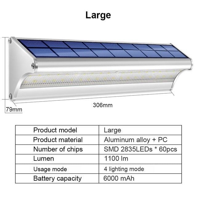 LED Solar Power Lamp PIR Motion Sensor Wall Light Outdoor Waterproof  Energy Saving Lamp