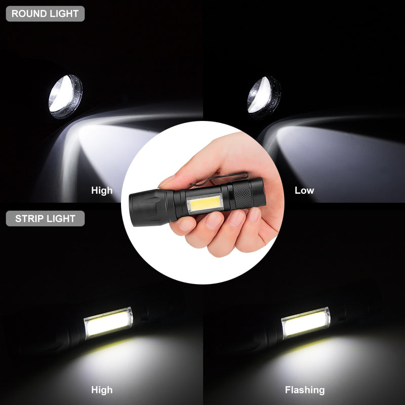 COB LED Flashlight Super Bright Waterproof Handheld Flashlight  1 x AA Battery