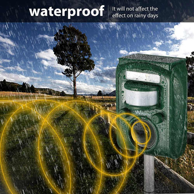 Solar Powered Ultrasonic Outdoor Animal Repeller Motion Sensor Flash LED Light