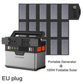 Portable Power Station 372 Wh Lithium Battery Solar Generator with Solar Panel 100 W Backup Supply 110 V 220 V AC Outlet.