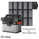 Portable Power Station 372 Wh Lithium Battery Solar Generator with Solar Panel 100 W Backup Supply 110 V 220 V AC Outlet.