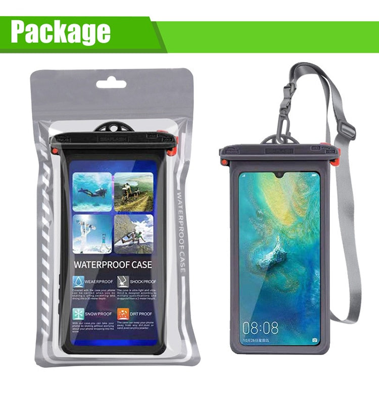 Waterproof Mobile phone bag Swimming Phone Case Holder Underwater Seal Touch Bag Below 6.9inch