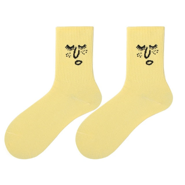 Women 2020 funny face socks cotton