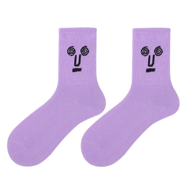 Women 2020 funny face socks cotton